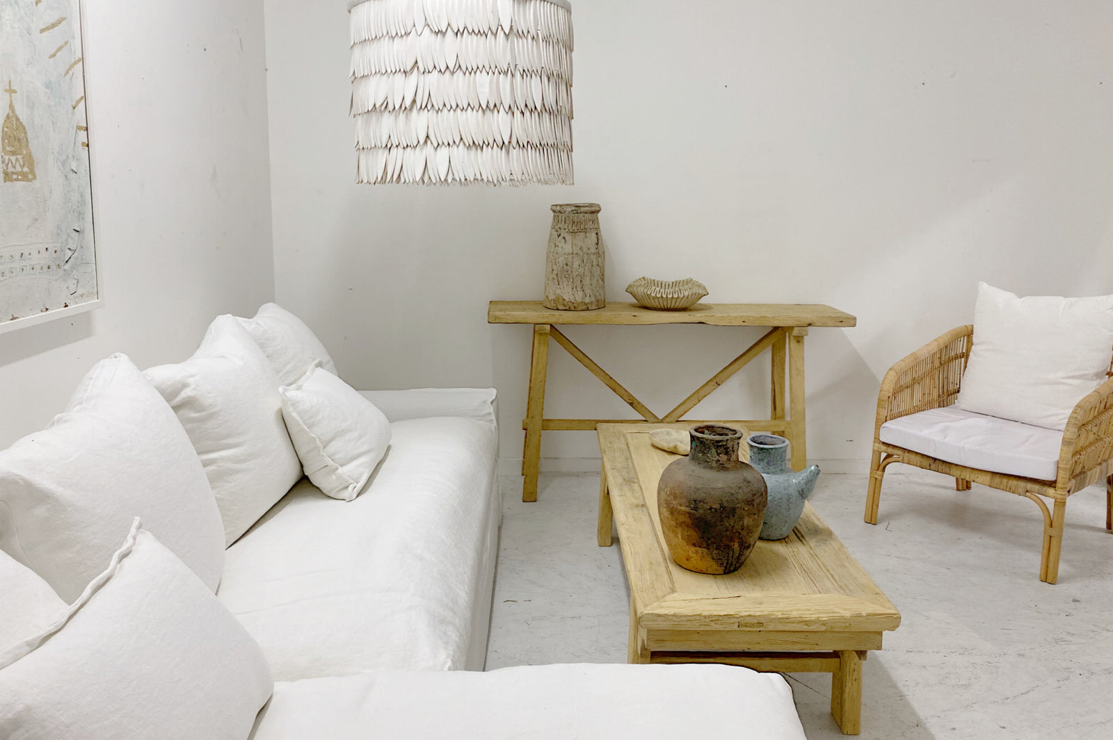 Senja : Linen Corner Sofa, White Right hand chaise