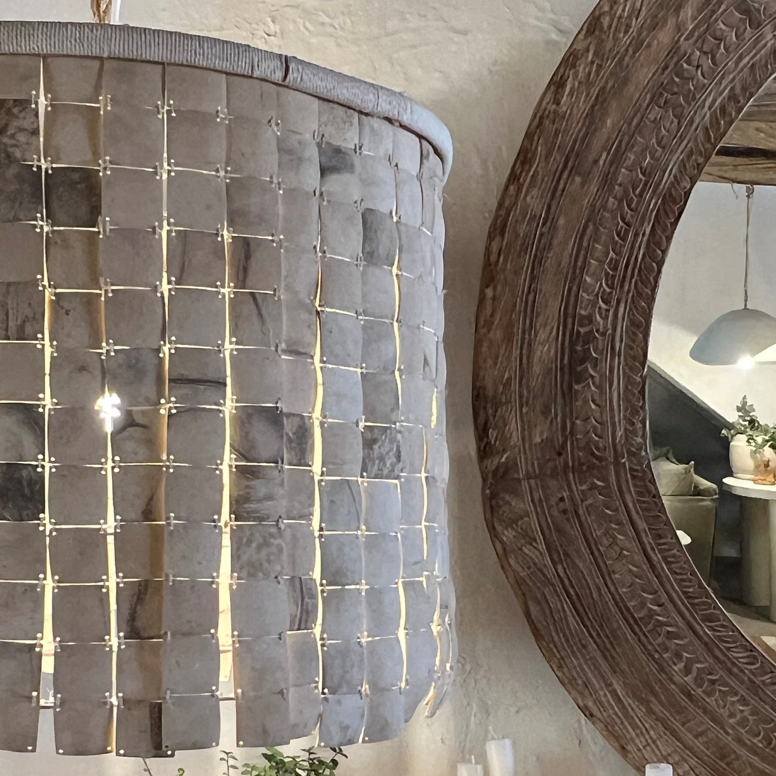 Sereana : Coconut Shell Drum Pendant Light