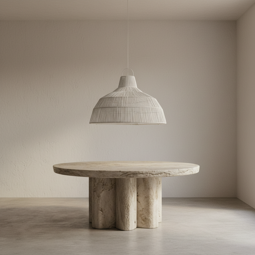 CLEARANCE PENDANT : Faran : Rattan Pendant, Whitewashed