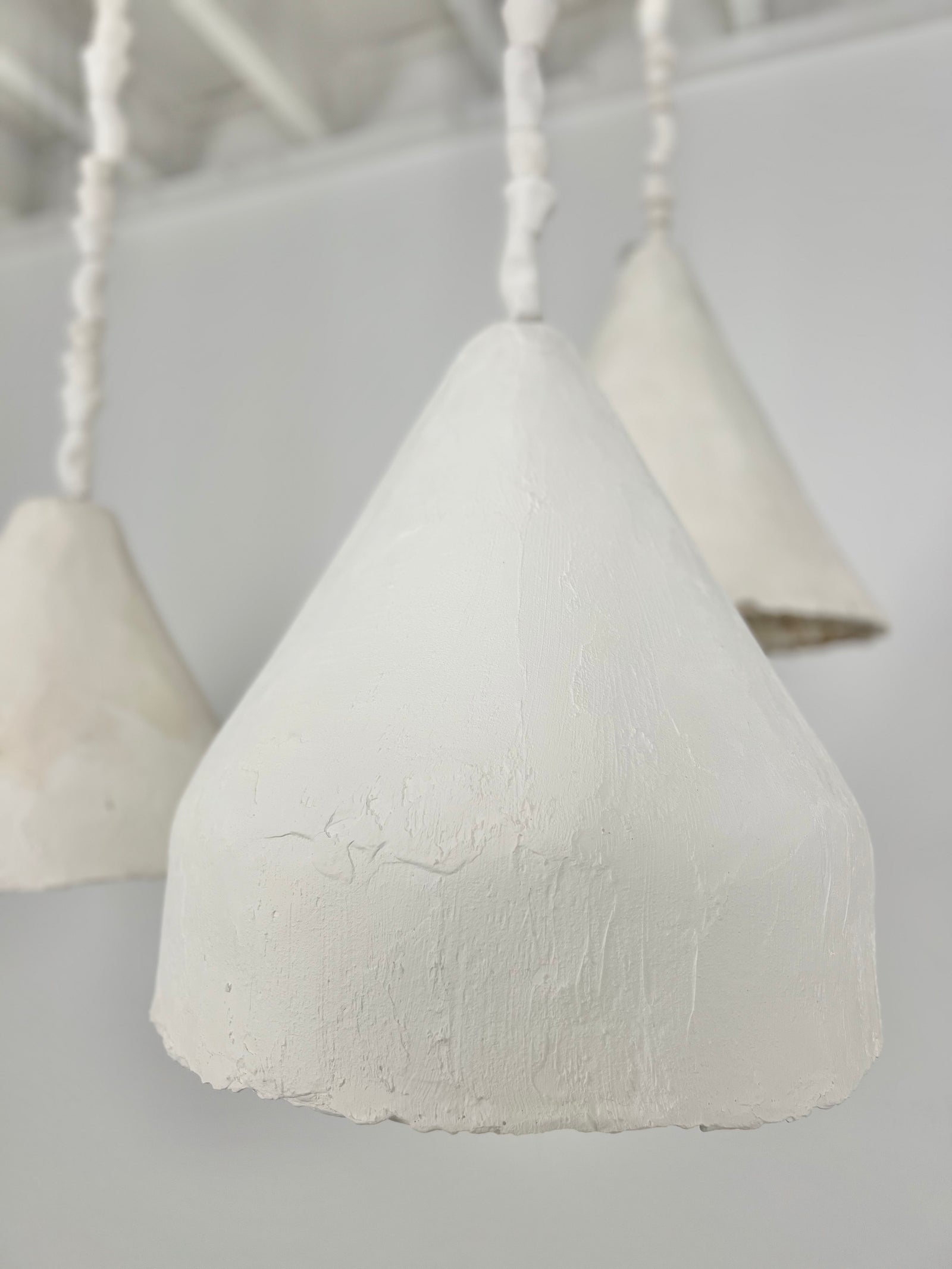 Pendant light: Abasi, White Clay Pendant. 40cm Light. Large