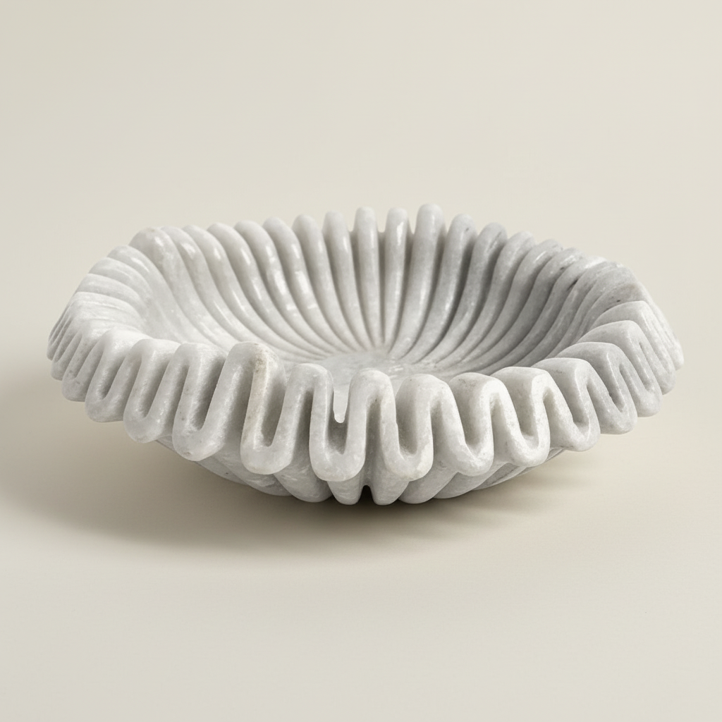 Layta : Marble Lehariya Bowl, Off White