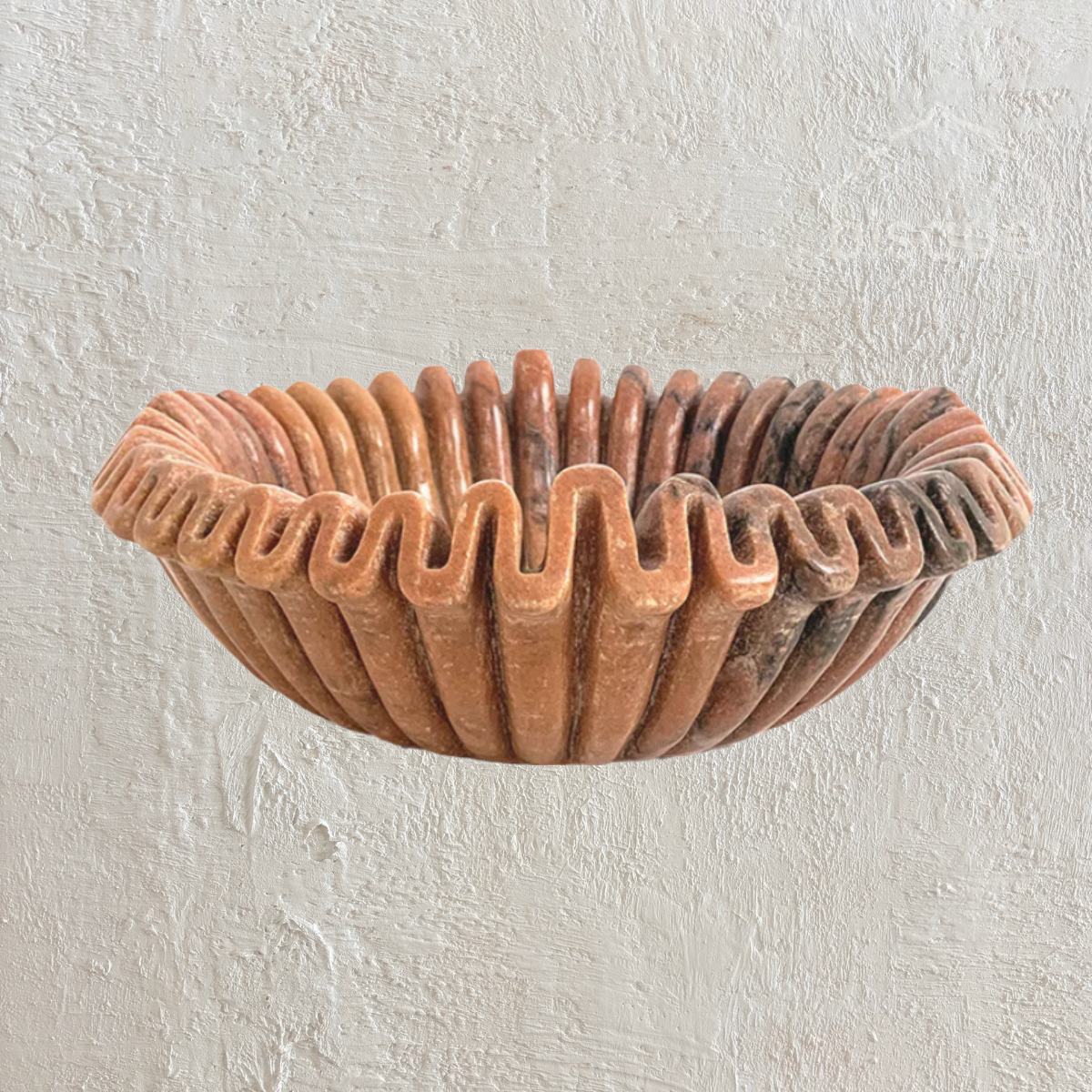 Leharoya : Marble Scalloped Bowl, Dusty Red