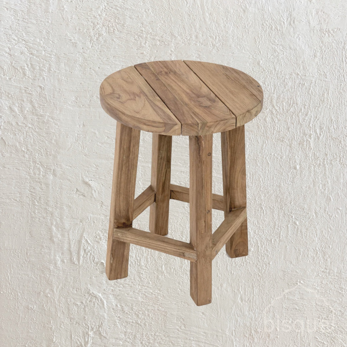 Murni : Low Round Stool Recycled Teak, Natural