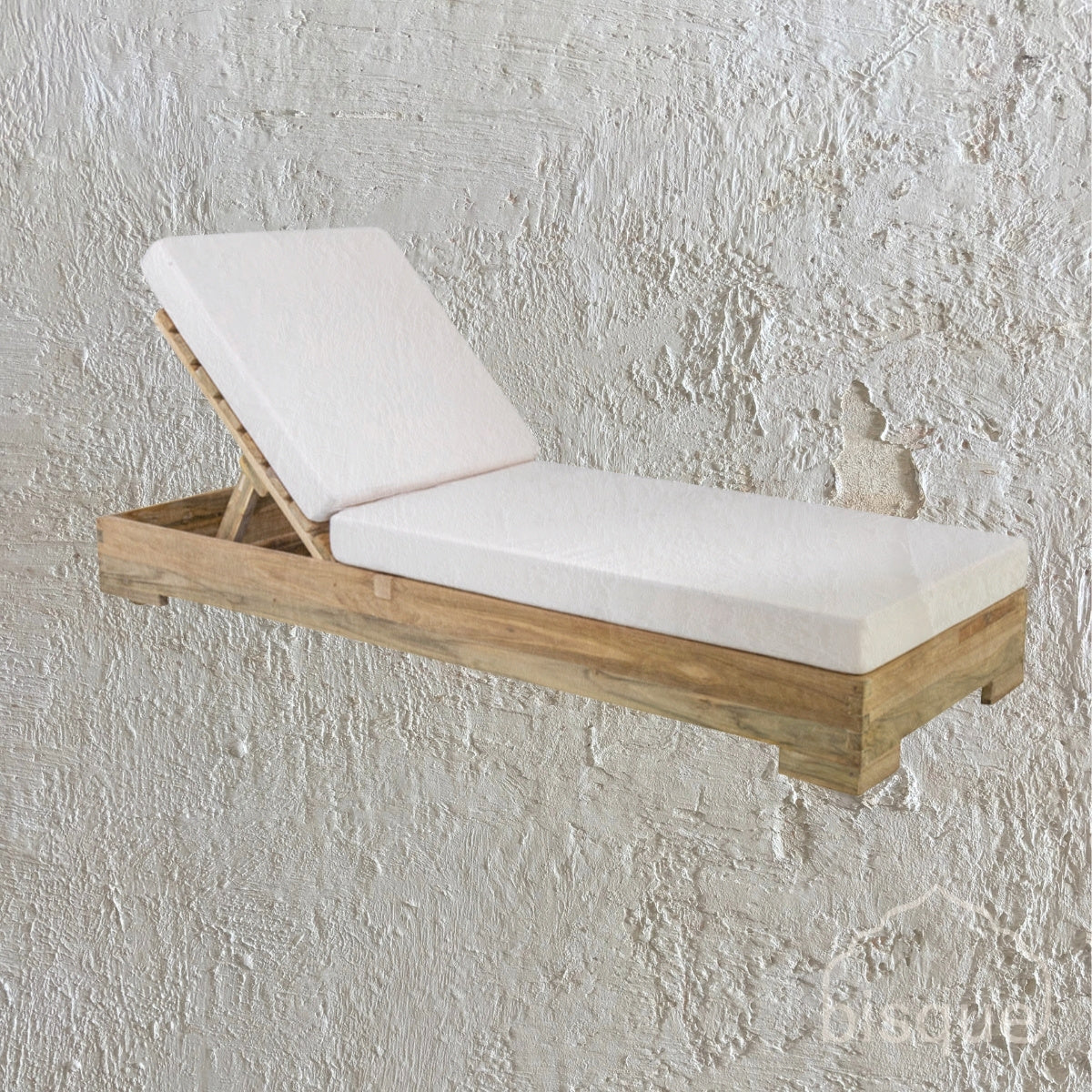 Banyu : Teak Outdoor Single Sunbed, Bleached.