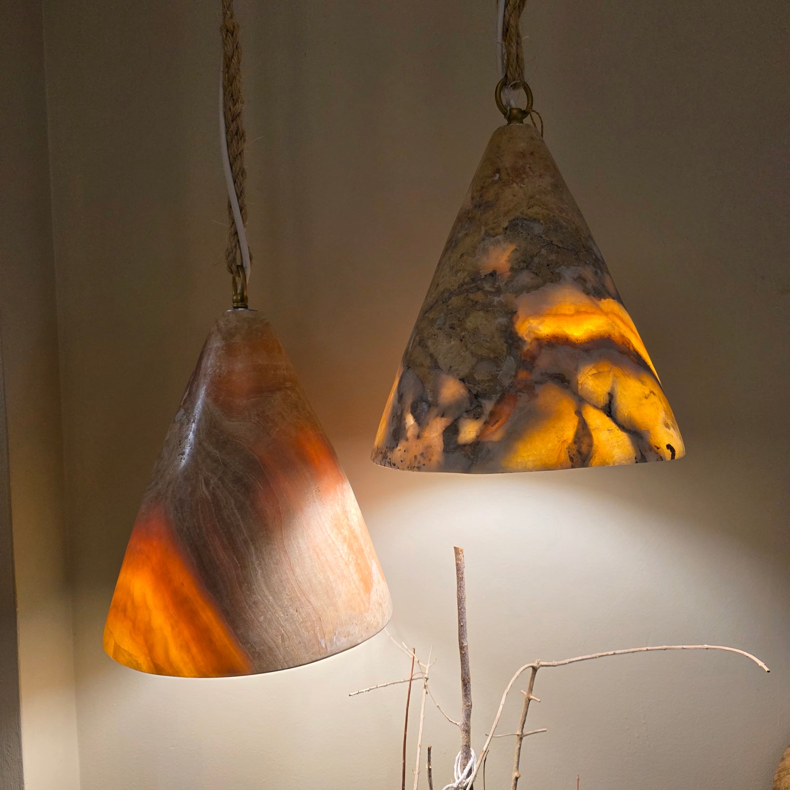 Pendant Light: Santan: Polished Onyx | Cone