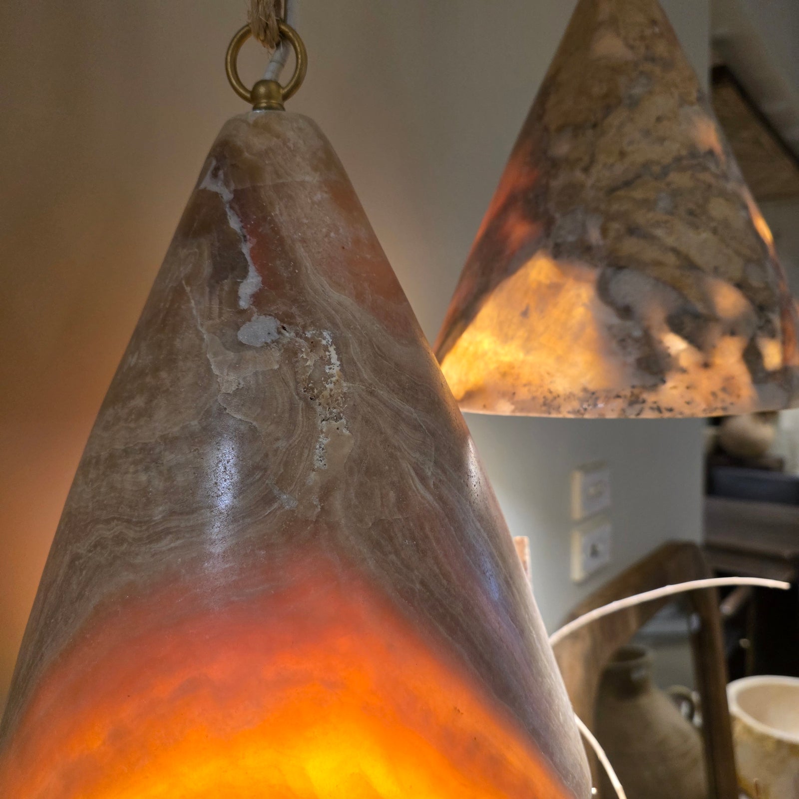 Pendant Light: Santan: Polished Onyx | Cone