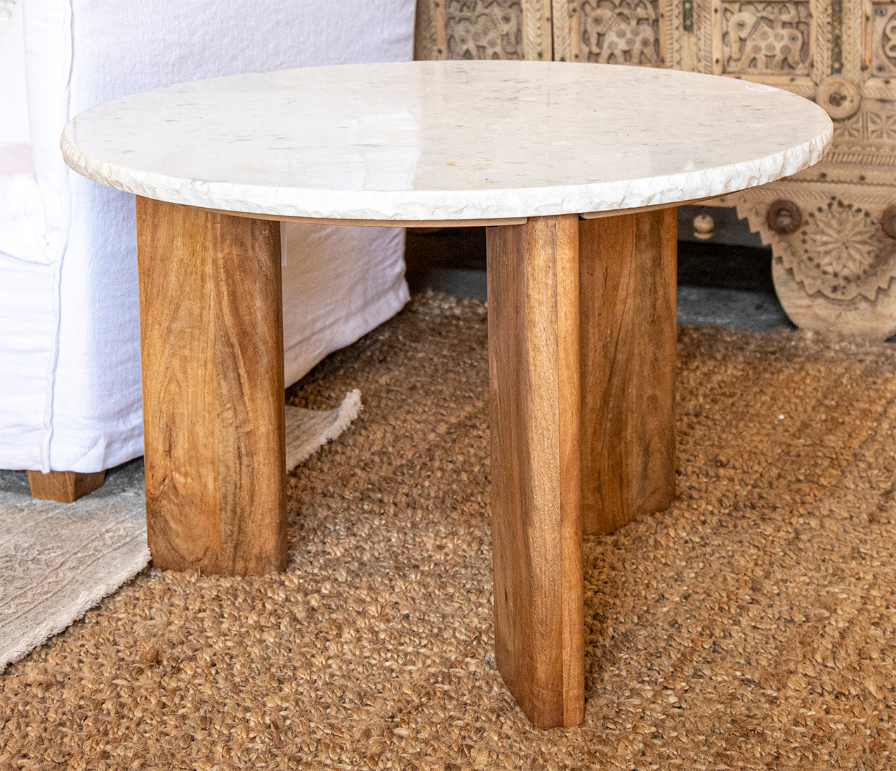 Coffee Table : Jeewana : Wooden & Marble Round