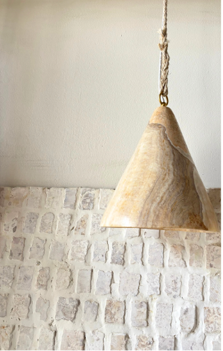 Santan : Polished Onyx cone pendant.