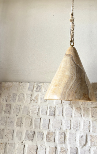 Pendant Light: Santan, Polished Onyx 30cm Cone Pendant Light
