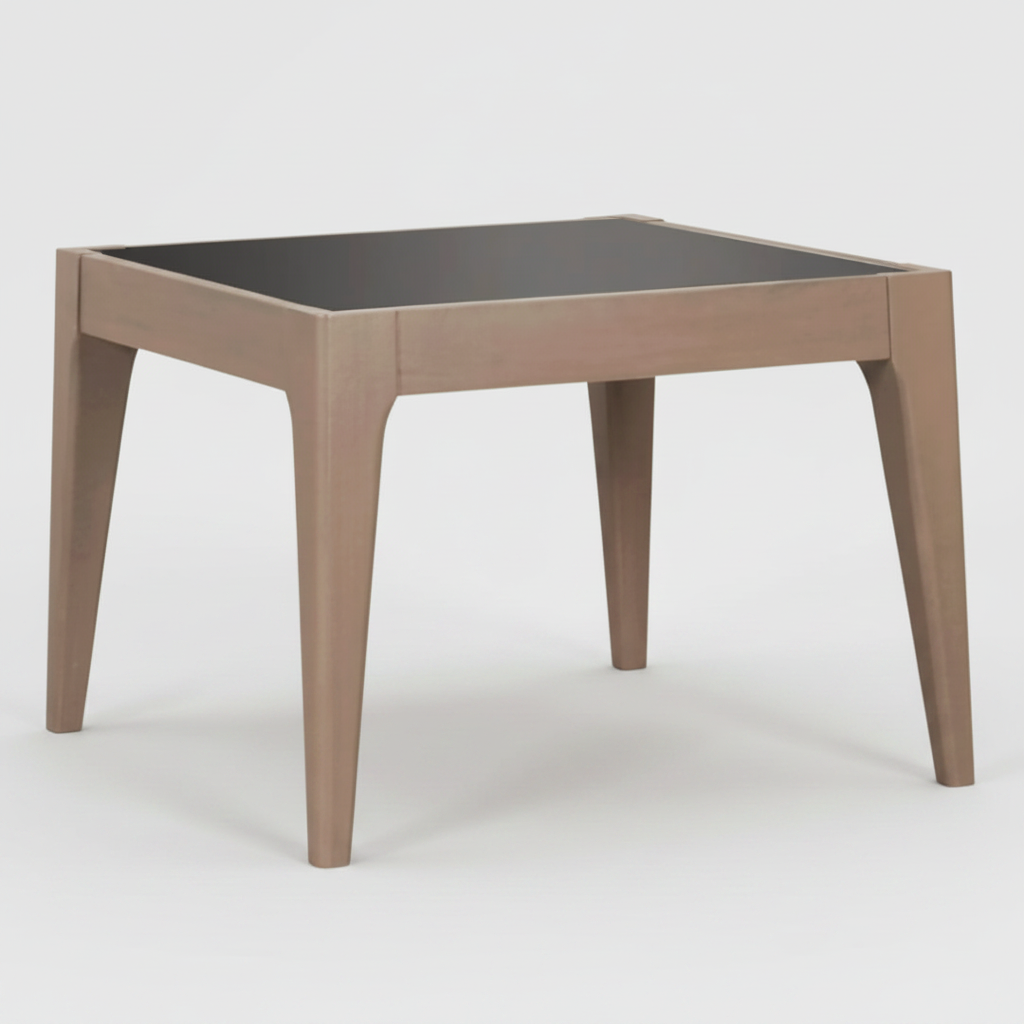 Monroe : MDF Timber 60 x 60 cm Square Side Table, Featuring a Smokey Glass Top