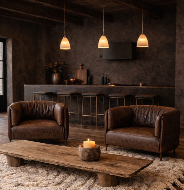 Andrea : Leather Tub Chair, Whiskey