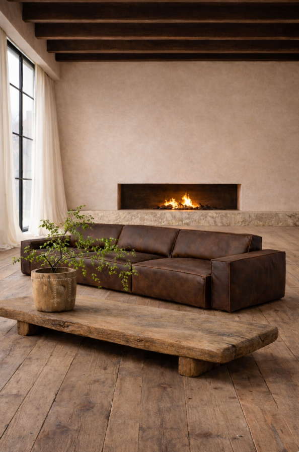 Gabriele modular leather straight sofa set of 3