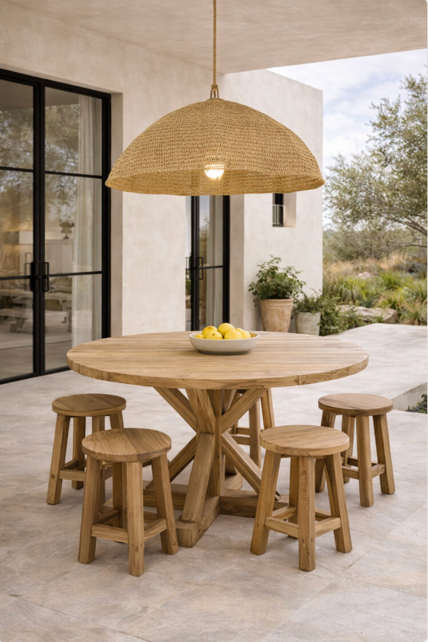 Murni : Low Round Stool Recycled Teak, Natural