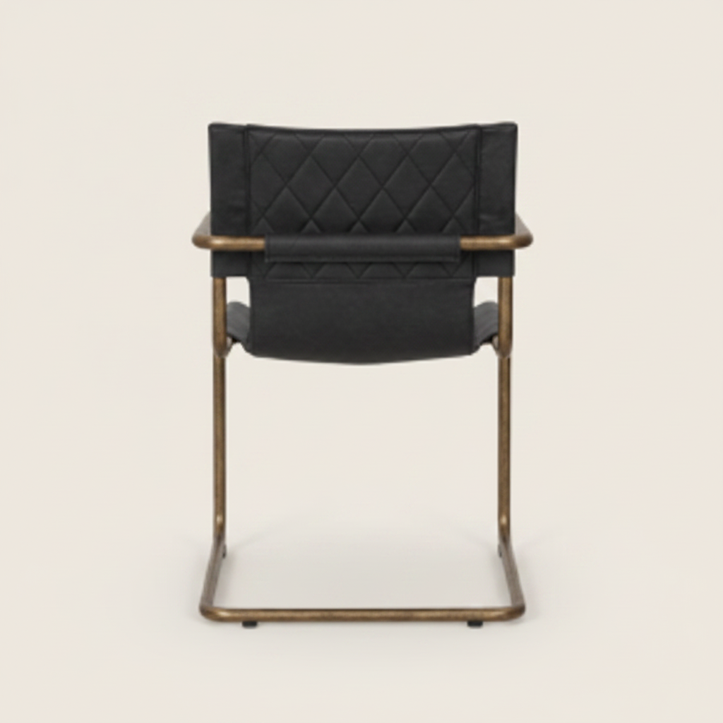 Carmella : Dining Chair, Metal U Bronze Frame, Lead Leather