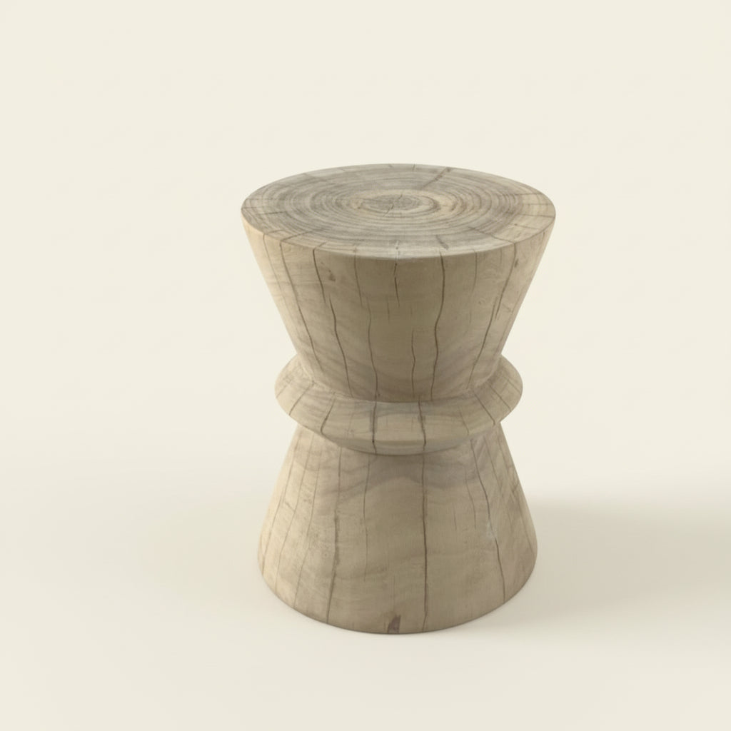 Carved Reclaimed Stool or Side Table Wabi Sabi Style