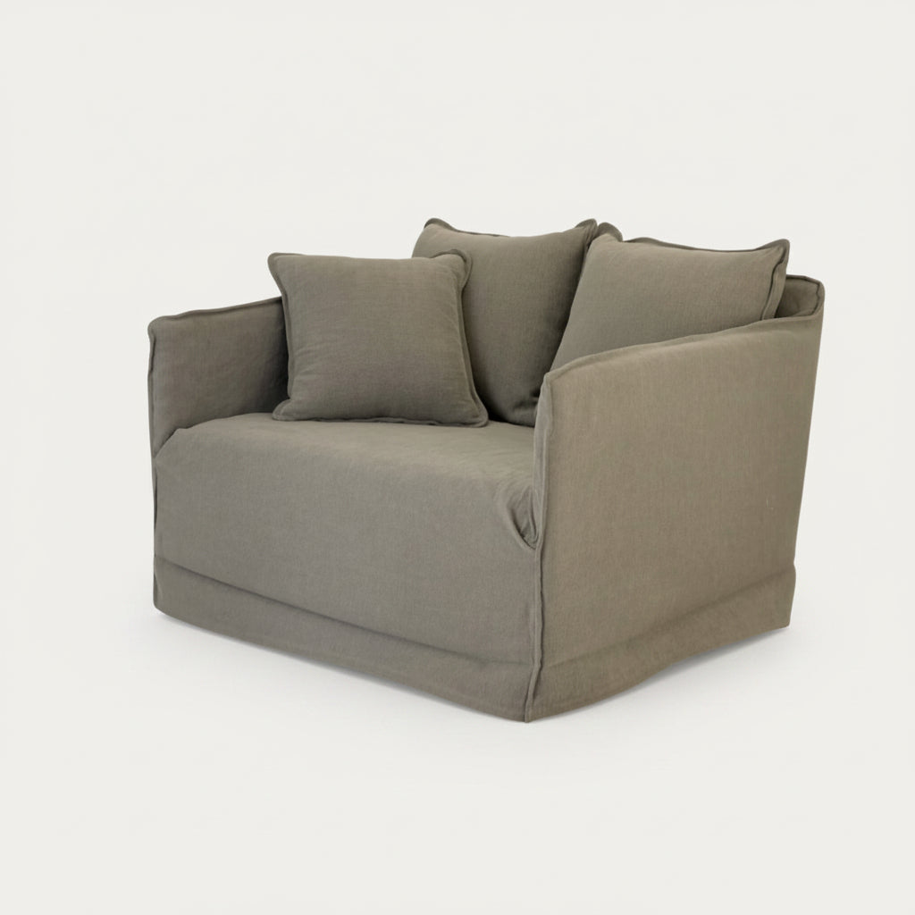 Khalia : Single Seater Sofa, Taupe Slip Cover