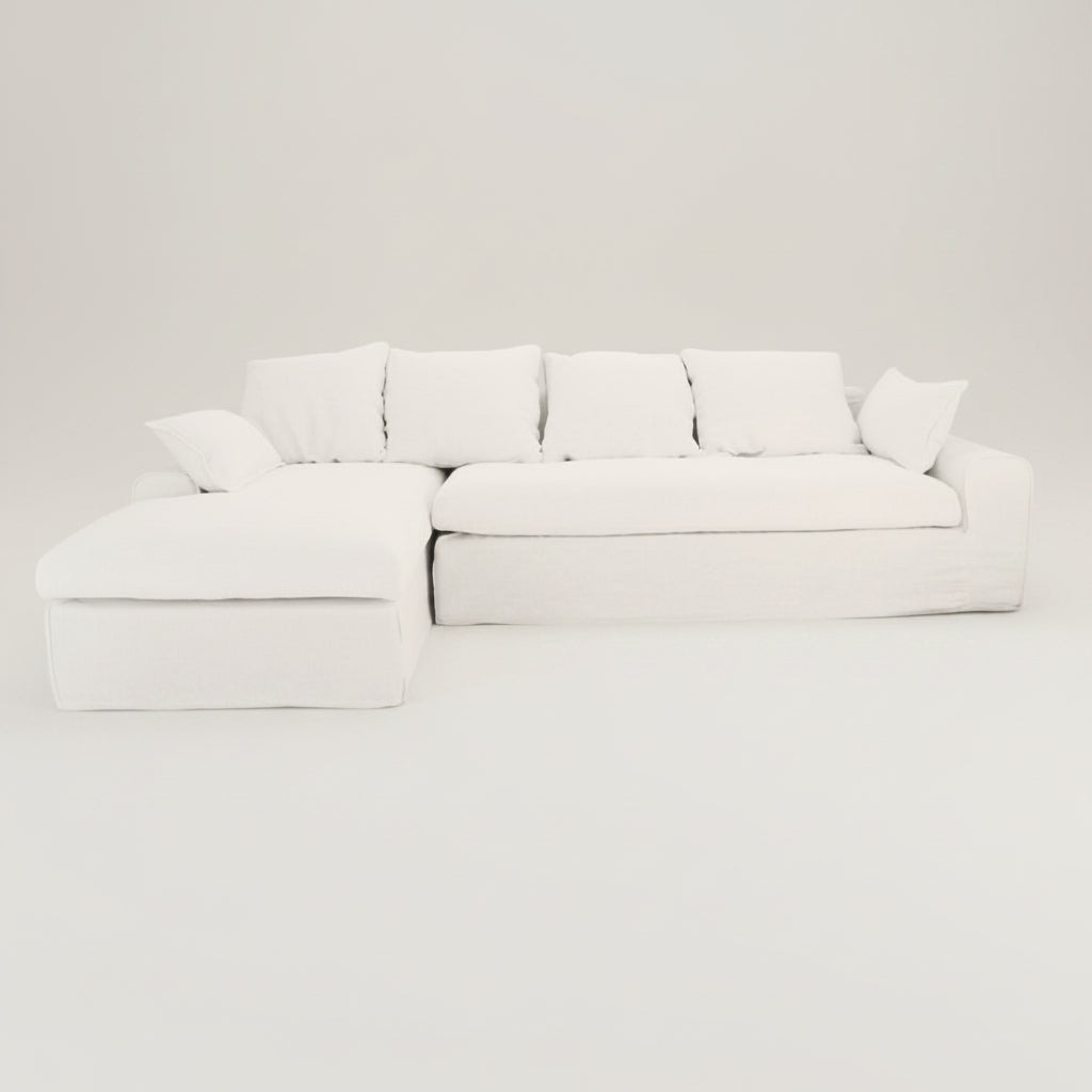 Senja : Linen Corner Sofa, White Right hand chaise