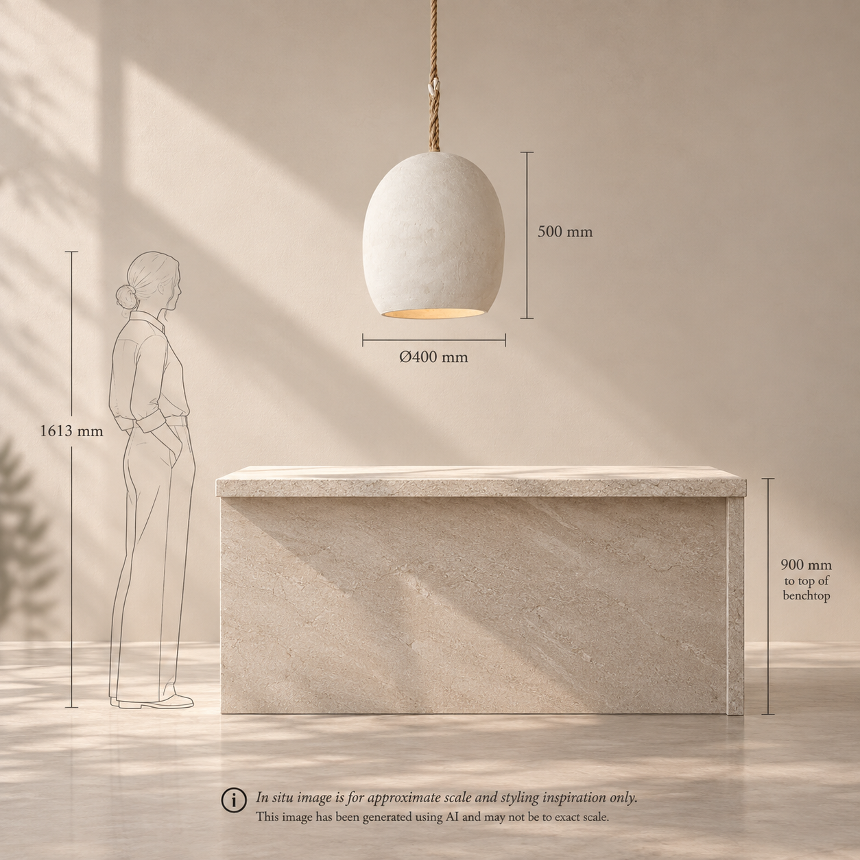 Pendant Light : Dodzi : Rattan Pendant with Clay Outer | Natural