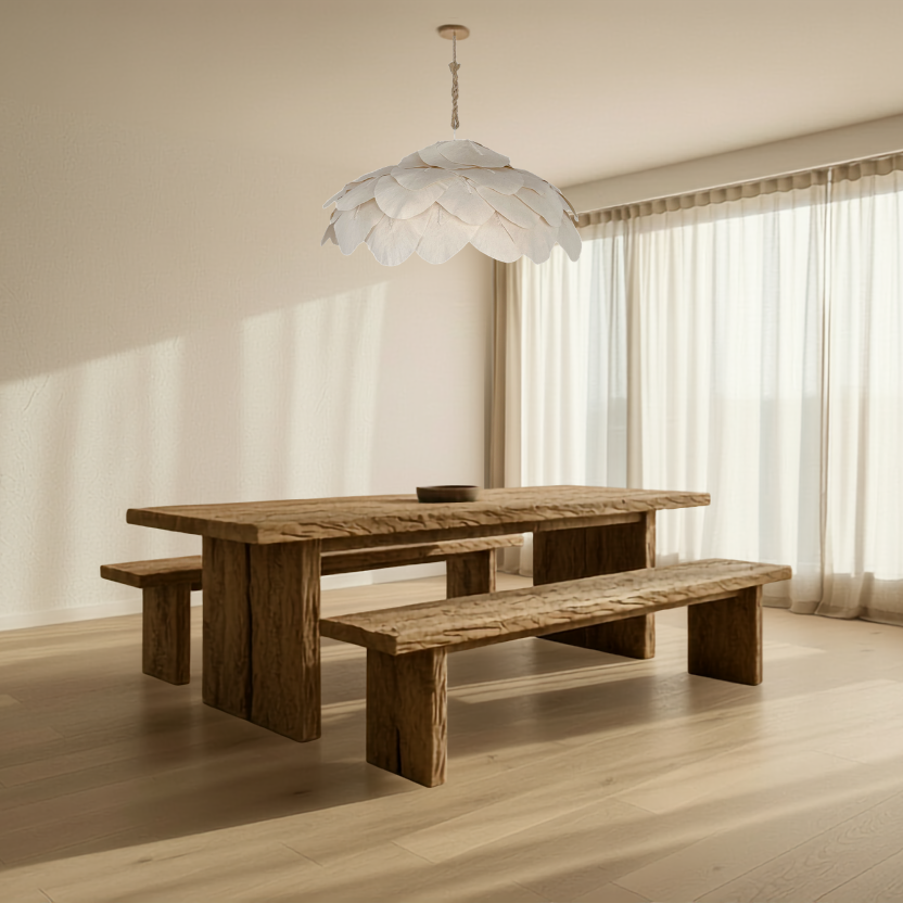 Pendant Light : Kapar : Cotton Petal Wide Shallow 100cm Pendant Light