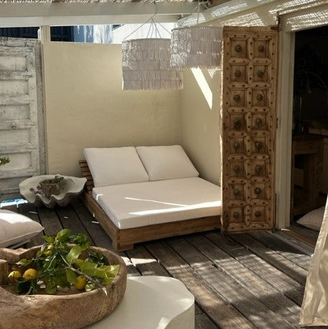 Banyu : Teak Outdoor Double Sunbed, Natural