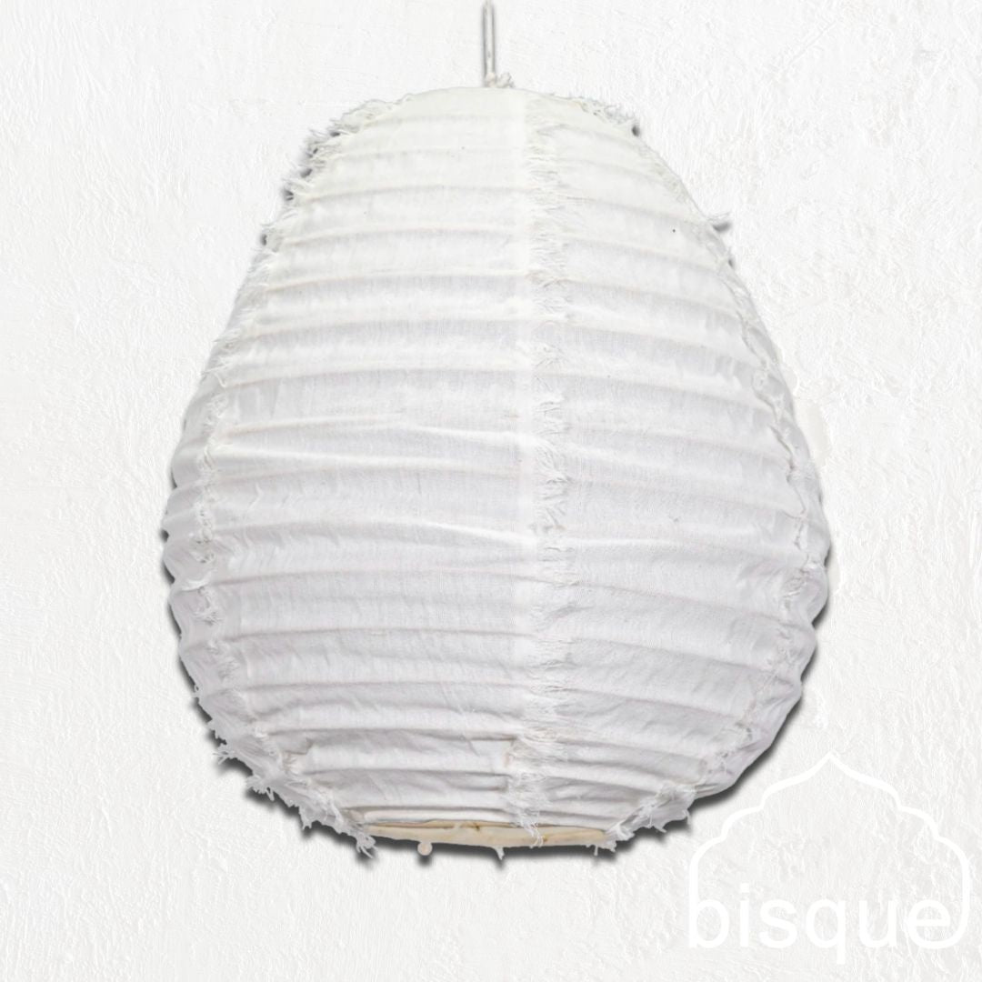 Alana : White Scalloped Linen Pendant, Large
