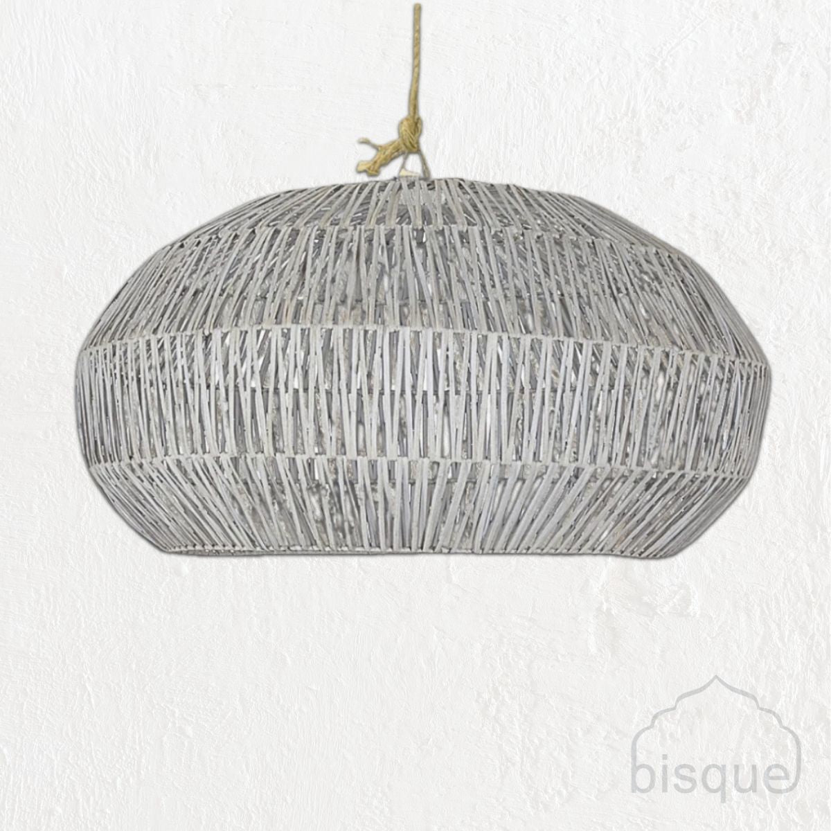 Emosi, Rattan Angular Pendant, White, Large