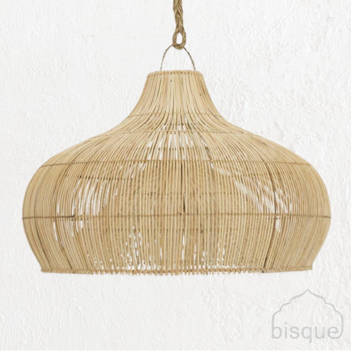 Fish Trap Rattan Wide Pendant, Natural