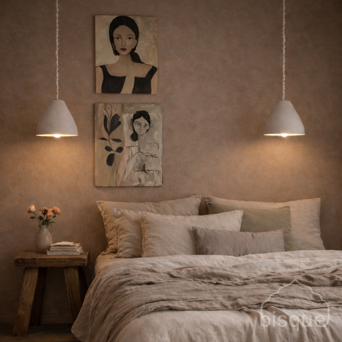 Pendant light: Abasa Cublukan Clay Pendant Light, Small, white
