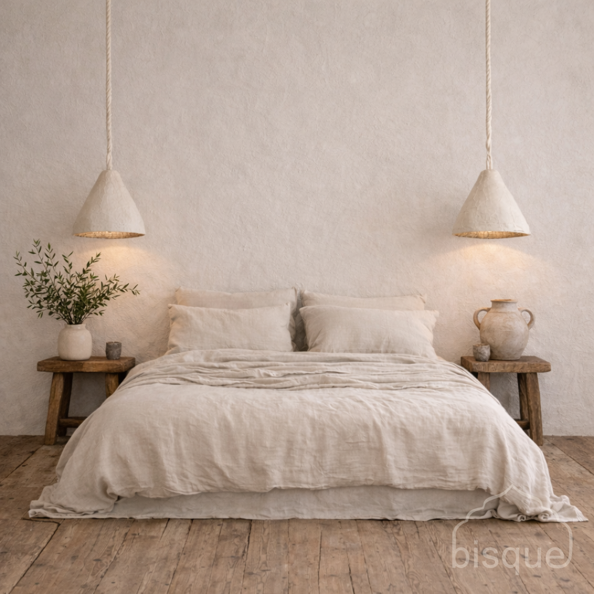 Pendant light: Abasi, White Clay Pendant. 40cm Light. Large