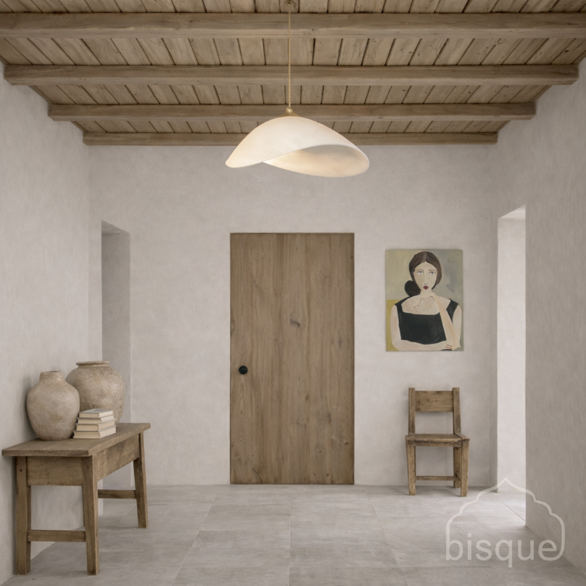 Pendant Light : Abeba : White Resin Open Organic Shaped Wide Dome 70cm Pendant Light