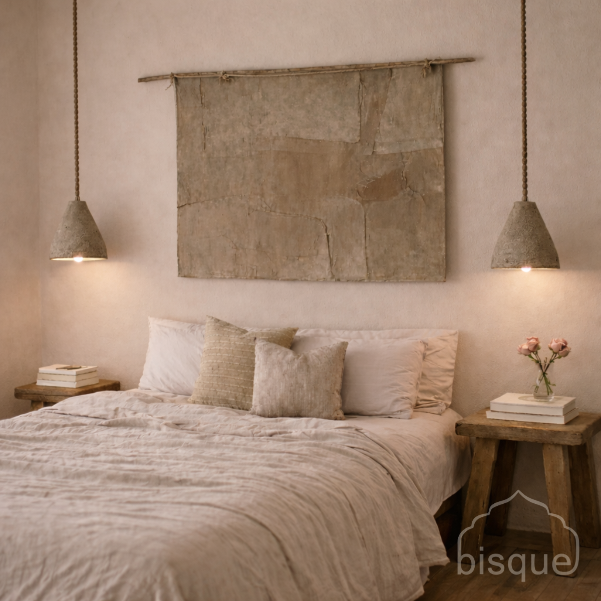 Pendant light: Abasun, Clay pendant large in washed mud finish