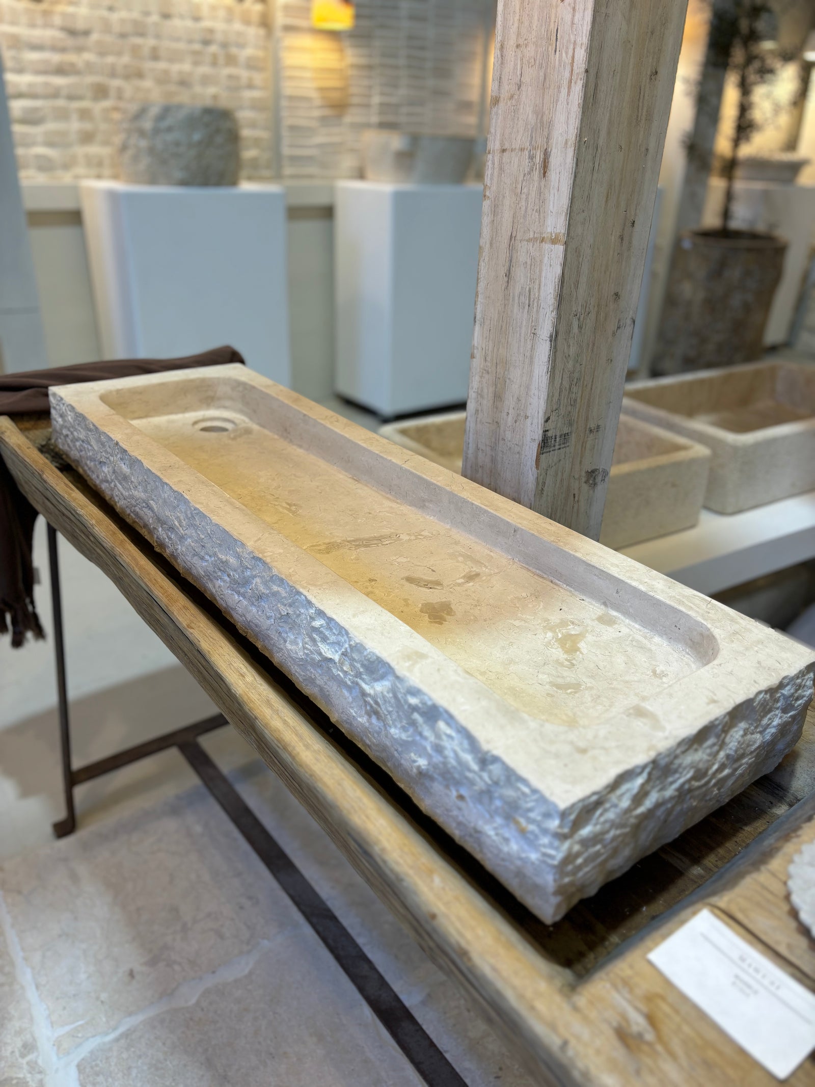 Basin: Addae, Long Raw Marble Basin, Rectangular