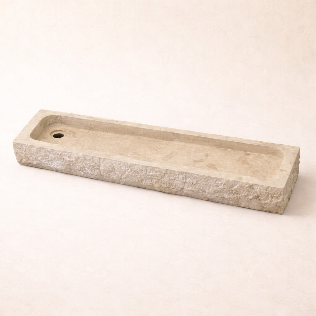 Basin: Addae, Long Raw Marble Basin, Rectangular