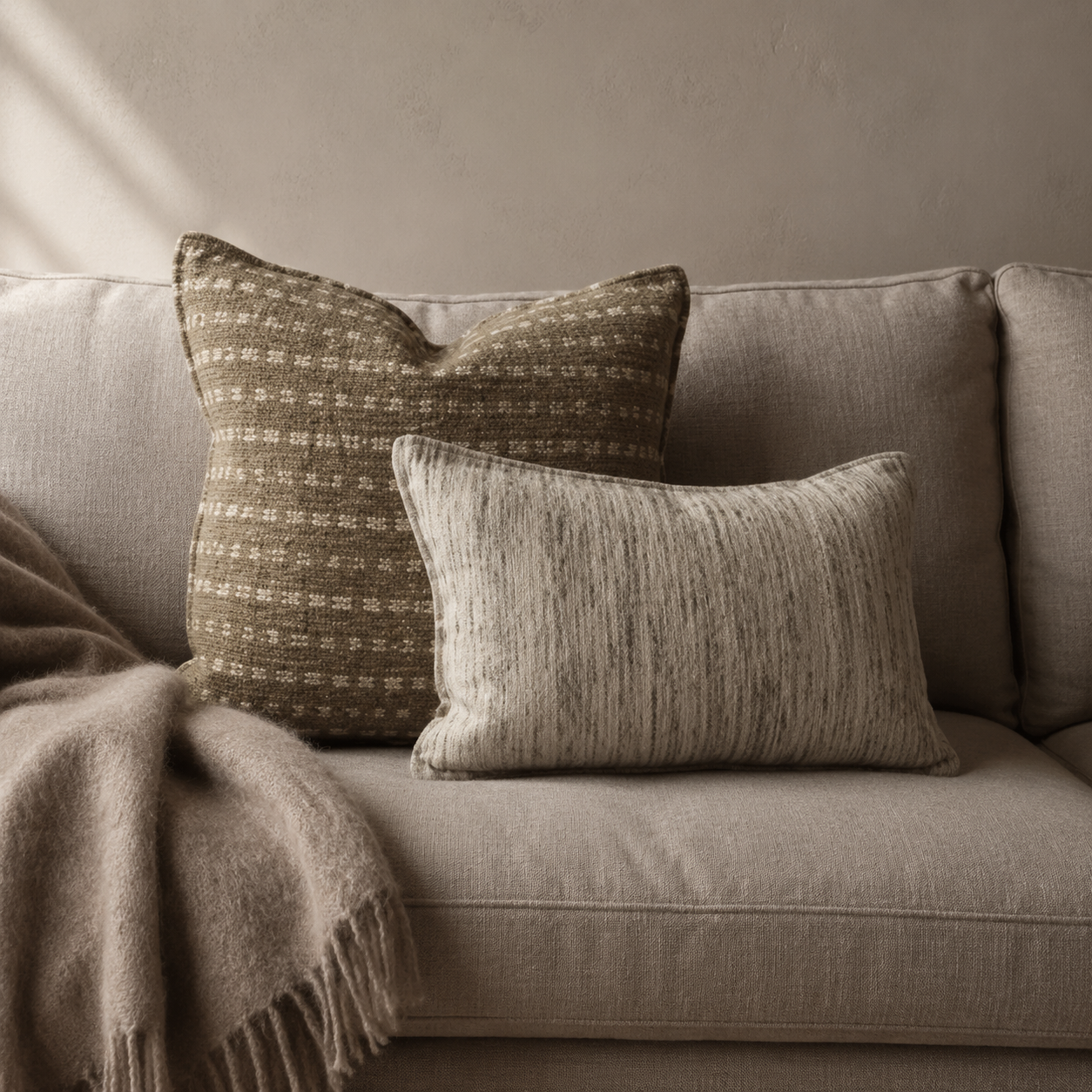 Cushion : Adeline : Silk Crossing | Natural + Cream | 60 x 60 cm