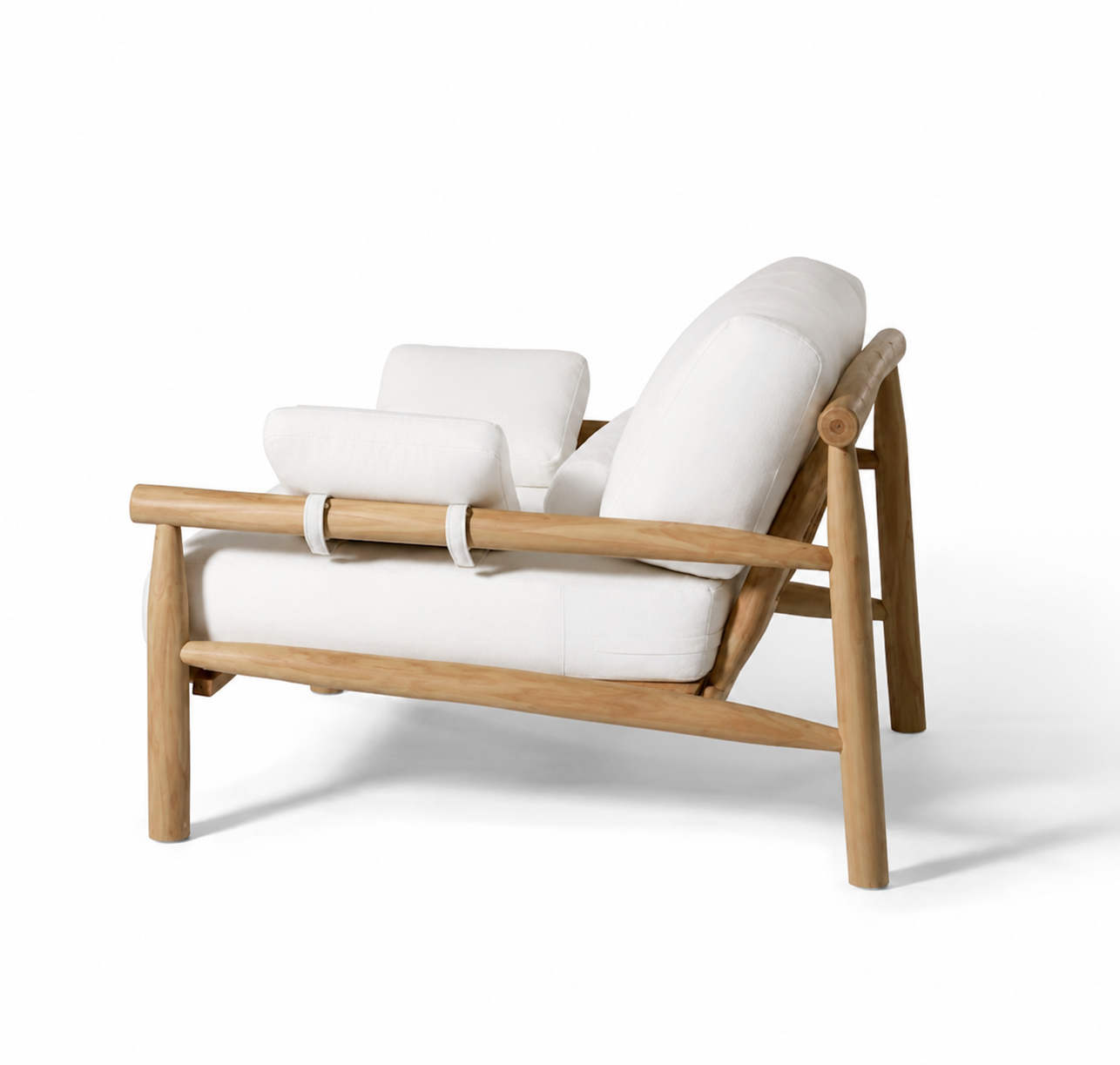 Adjani : Outdoor Occasional Chair, Teak with Sunbrella Fabric, 90cm W x 110cm D x 70 cm H | White