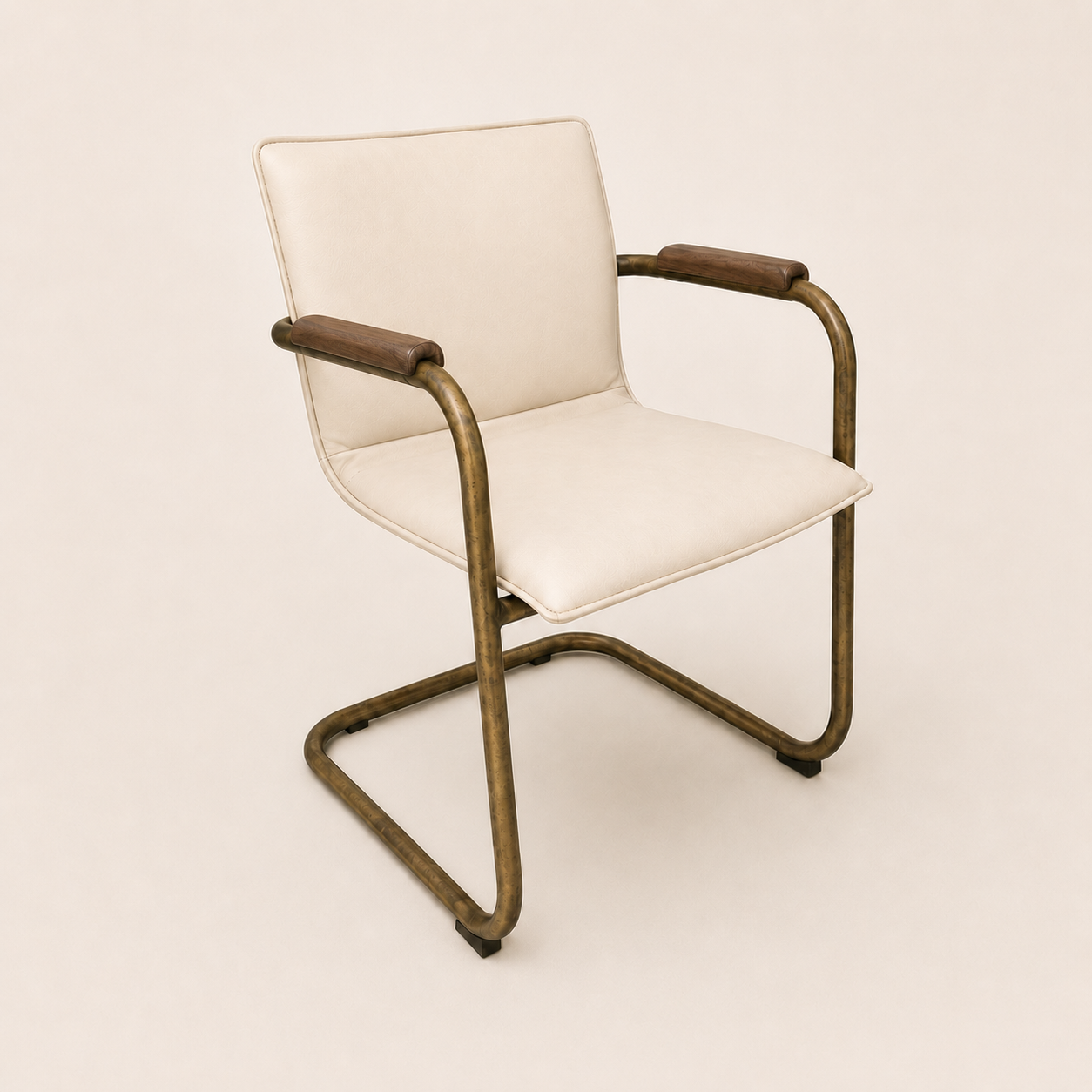 Dining chair: Alessia : Leather with a Bronze and Wood Frame | Cream