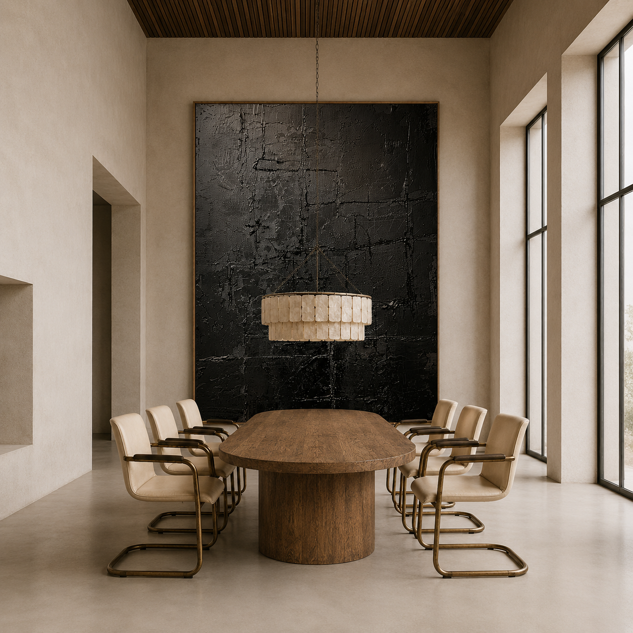 Dining chair: Alessia : Leather with a Bronze and Wood Frame | Cream