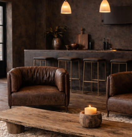 Tub chair: Andrea Leather Tub Chair, Whiskey