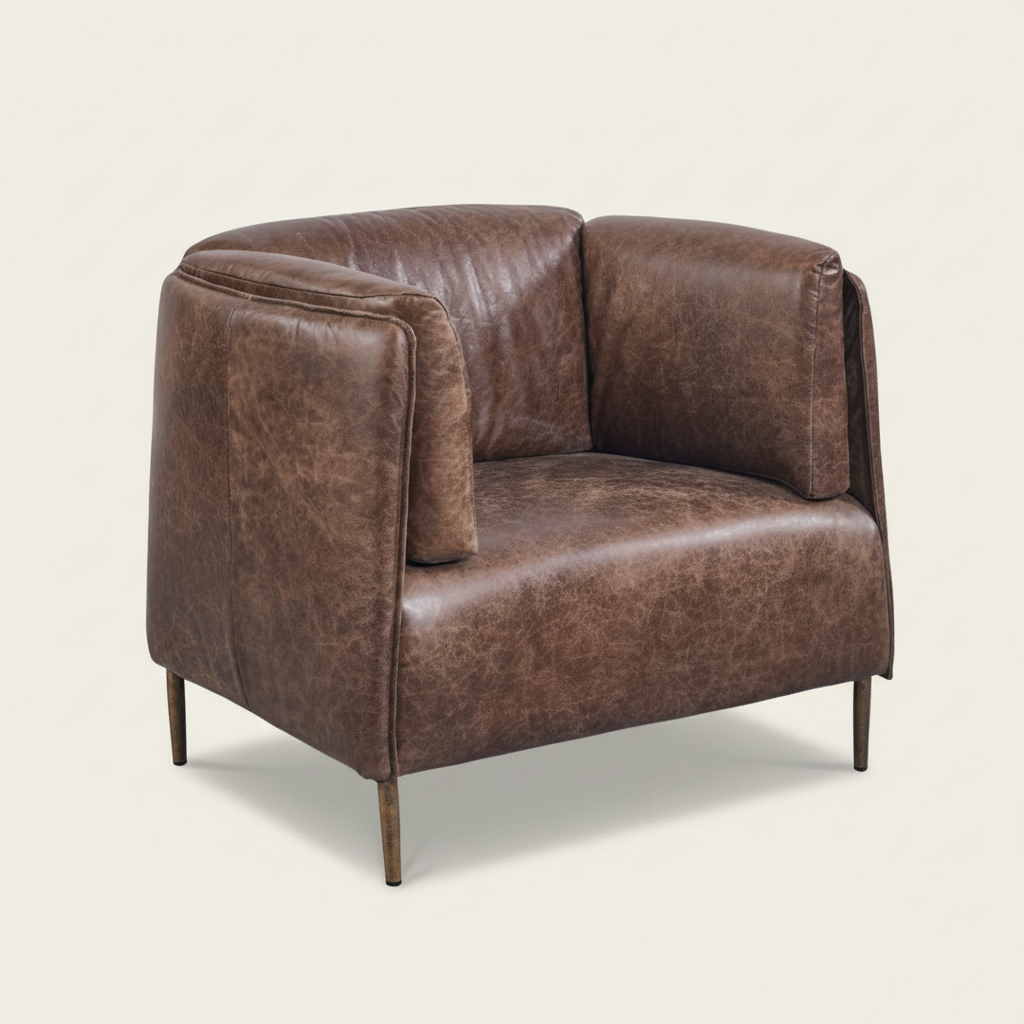Tub chair: Andrea Leather Tub Chair, Whiskey