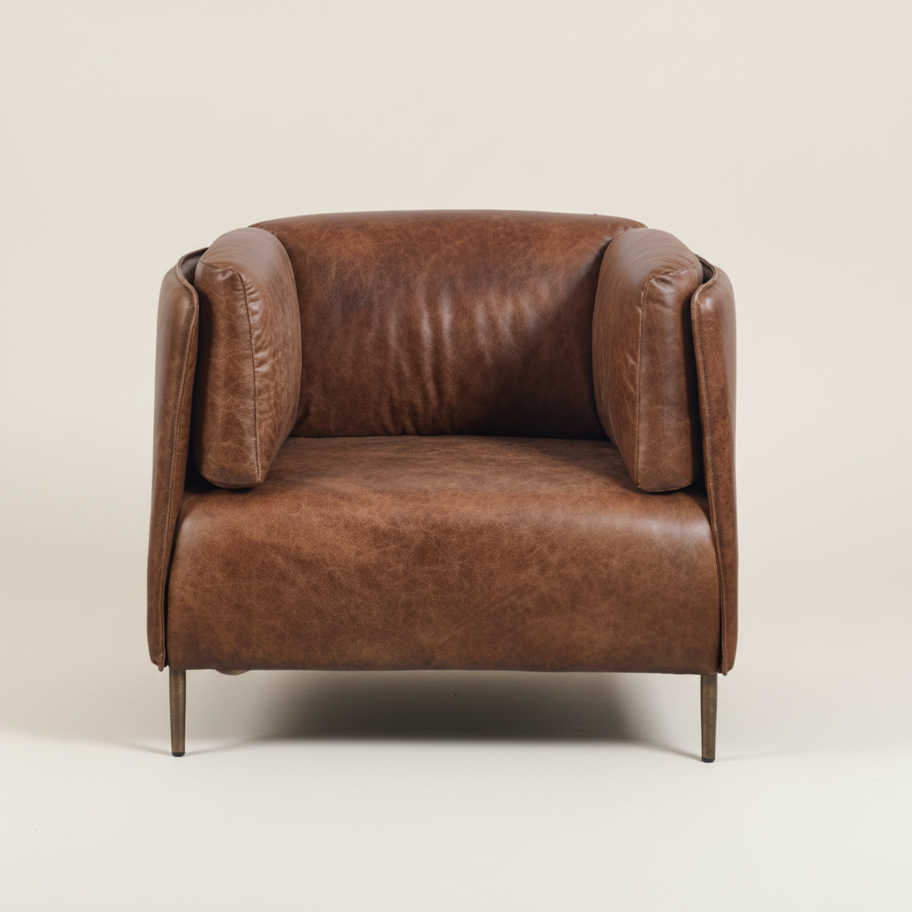Tub chair: Andrea: Tub Chair, Tan Leather