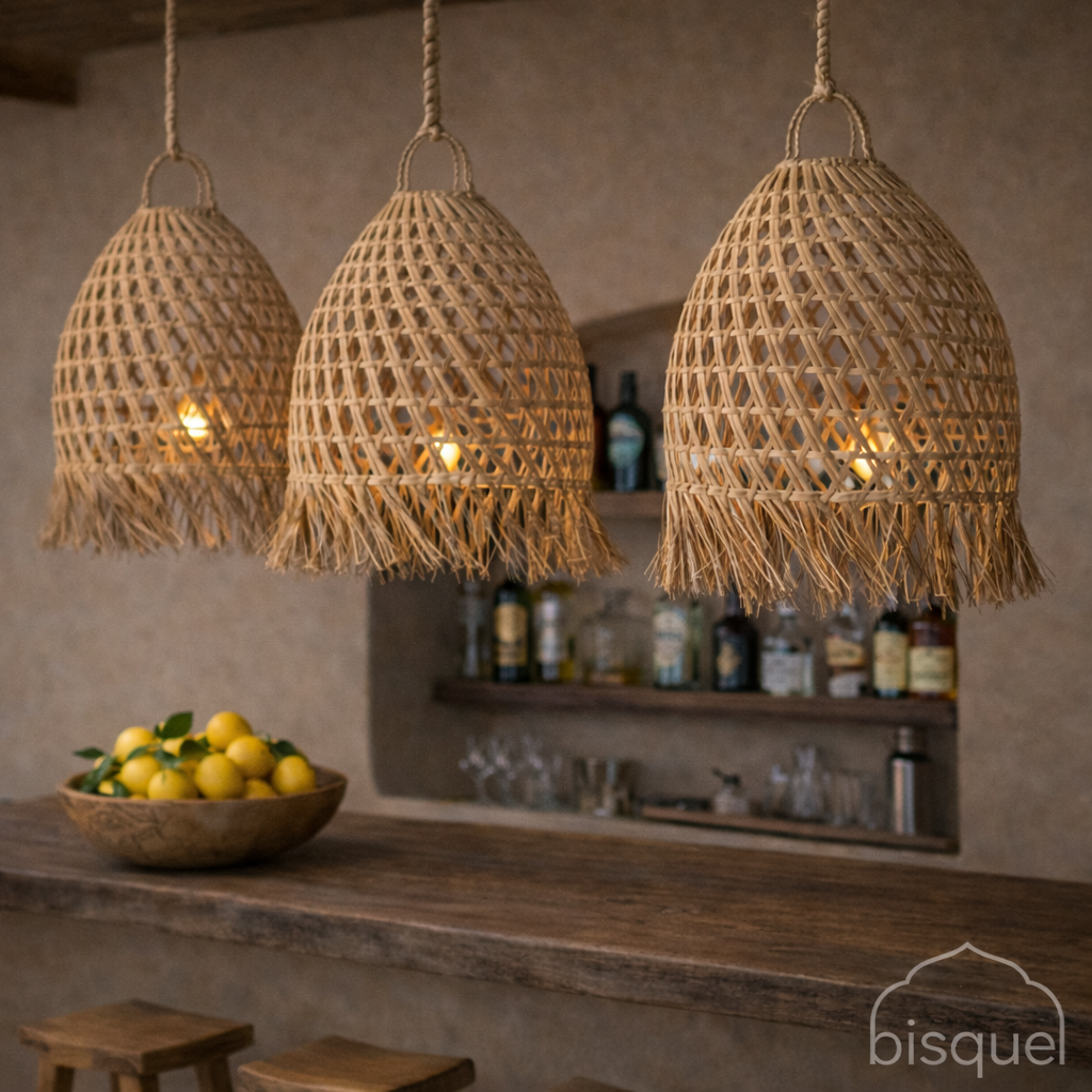Apilan : Palm Leaf 45cm Dome Pendant Light .