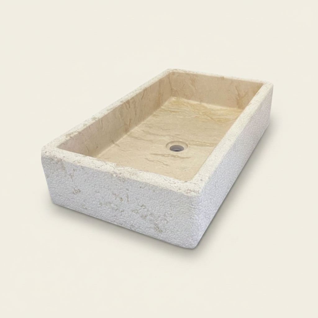 Bante hammered cream marble 70 x 40cm Bisque Wabi Sabi.