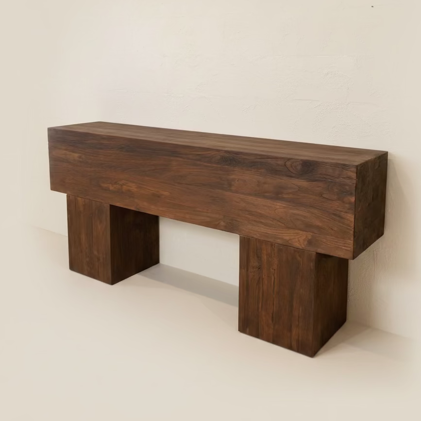 Banya Recycled Teak Dark Brown Chunky console