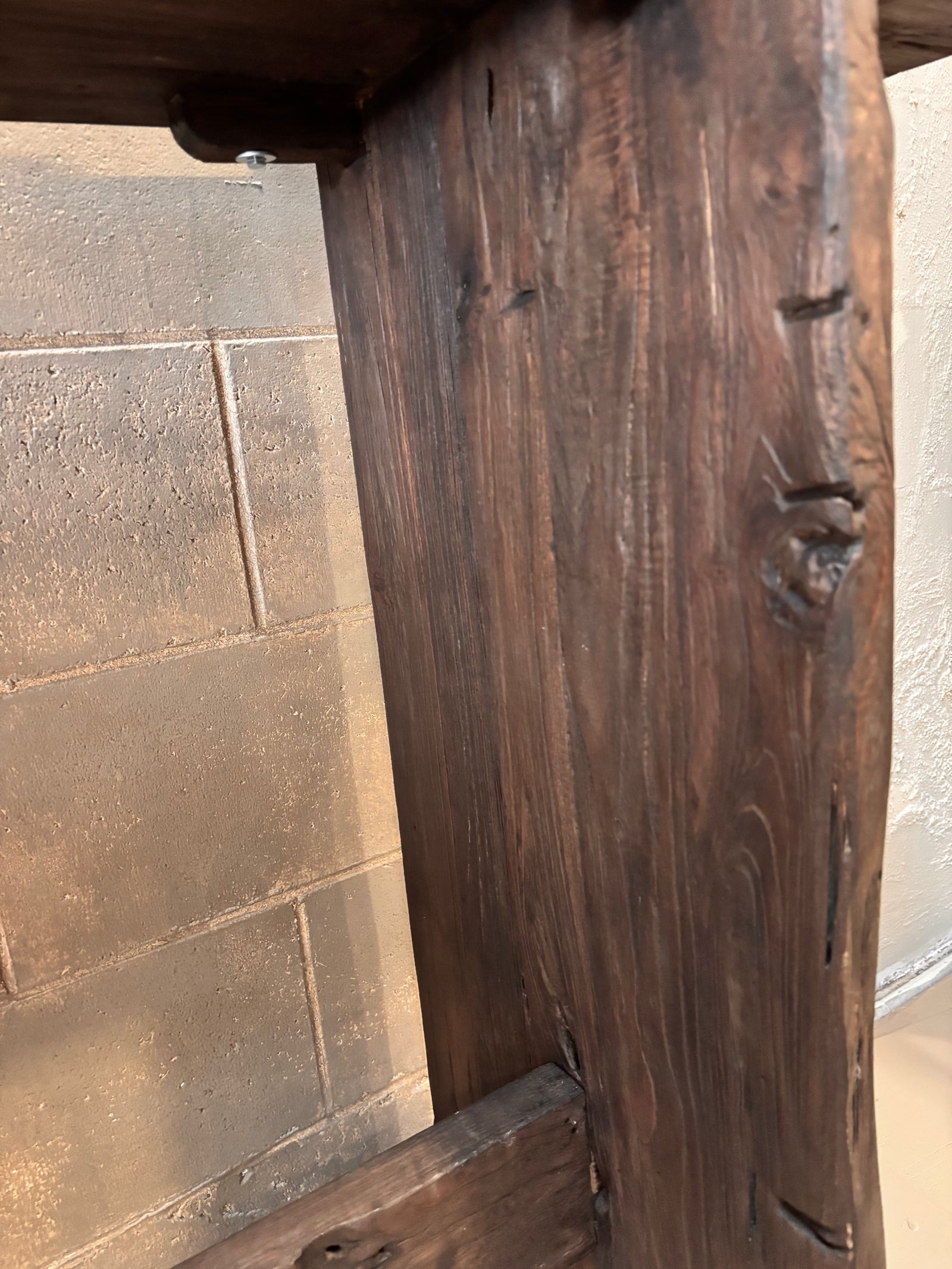 Bari : Reclaimed Teak Raw Wood Wabi Sabi Style Console 180cm | Dark Stain