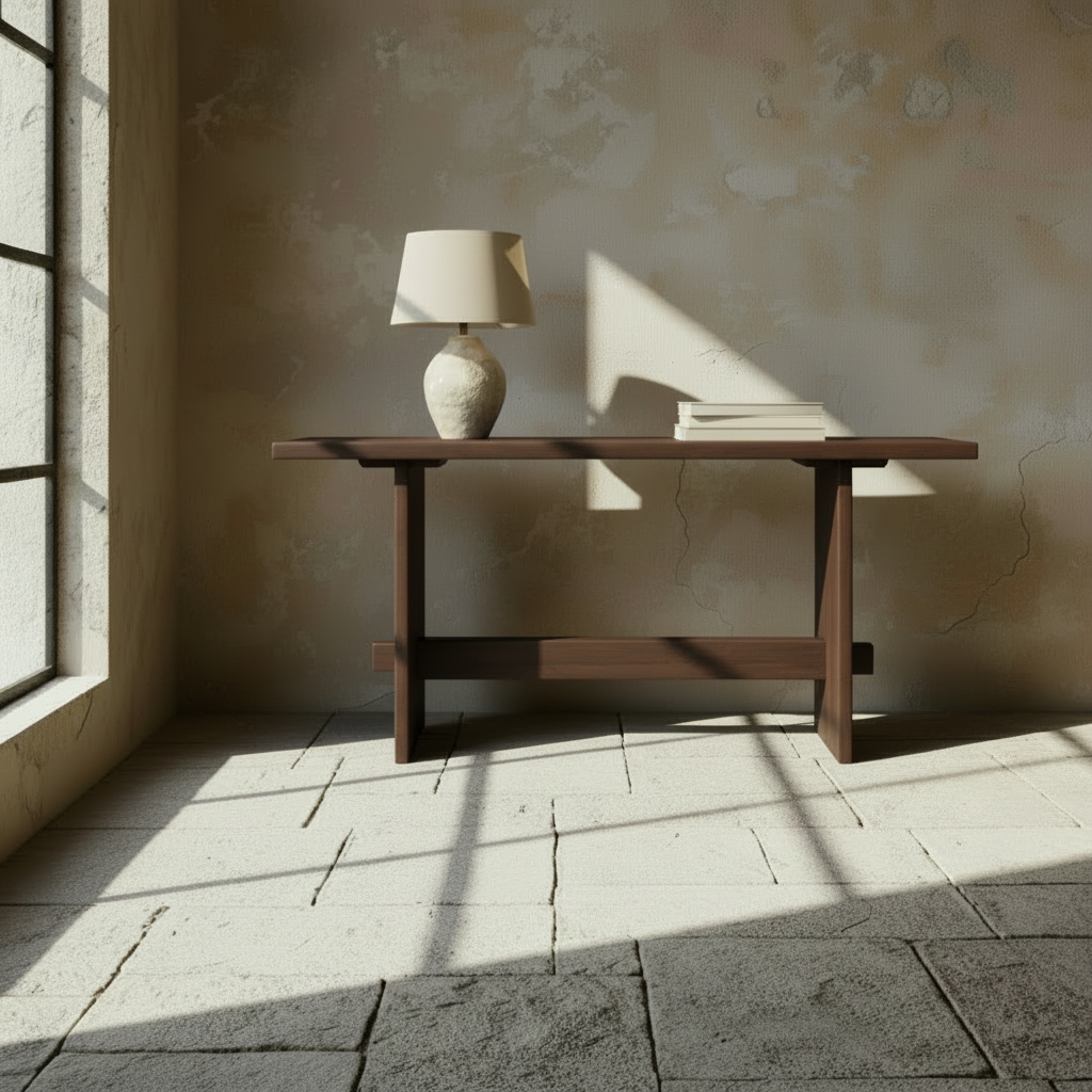 bari reclaimed teak console, wabi sabi style 180cm bisque traders