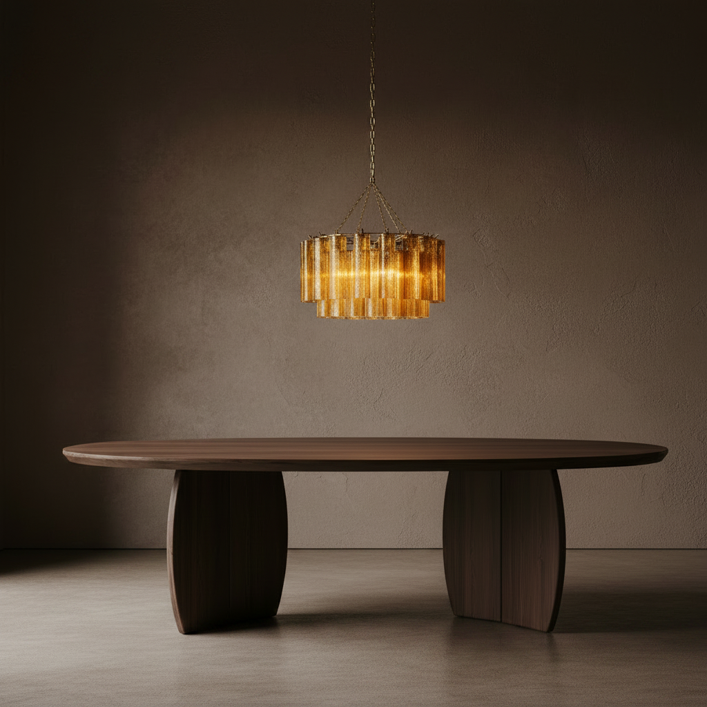 Pendant light: Bisetti, Recycled Glass Amber/Brown Glass Chandelier