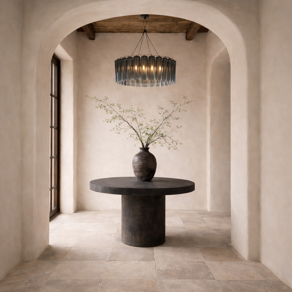 Pendant light: Bisetti. Recycled Glass Grey/Charcoal Glass Chandelier