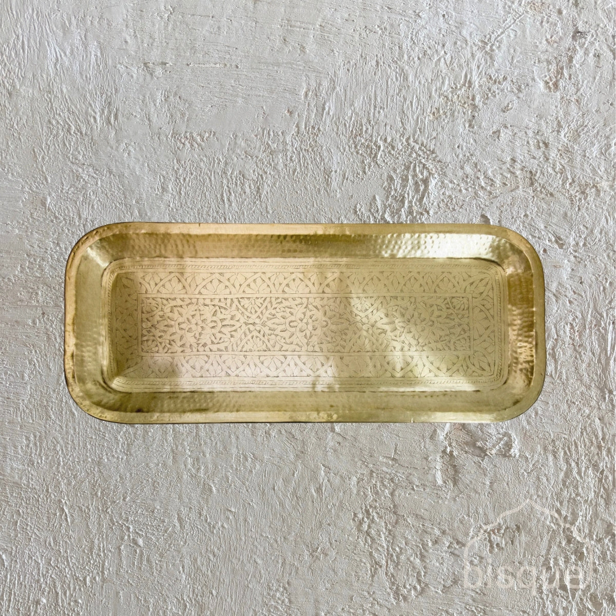 Kumi : Medium Brass Rectangular Tray With Antique Brass Finish