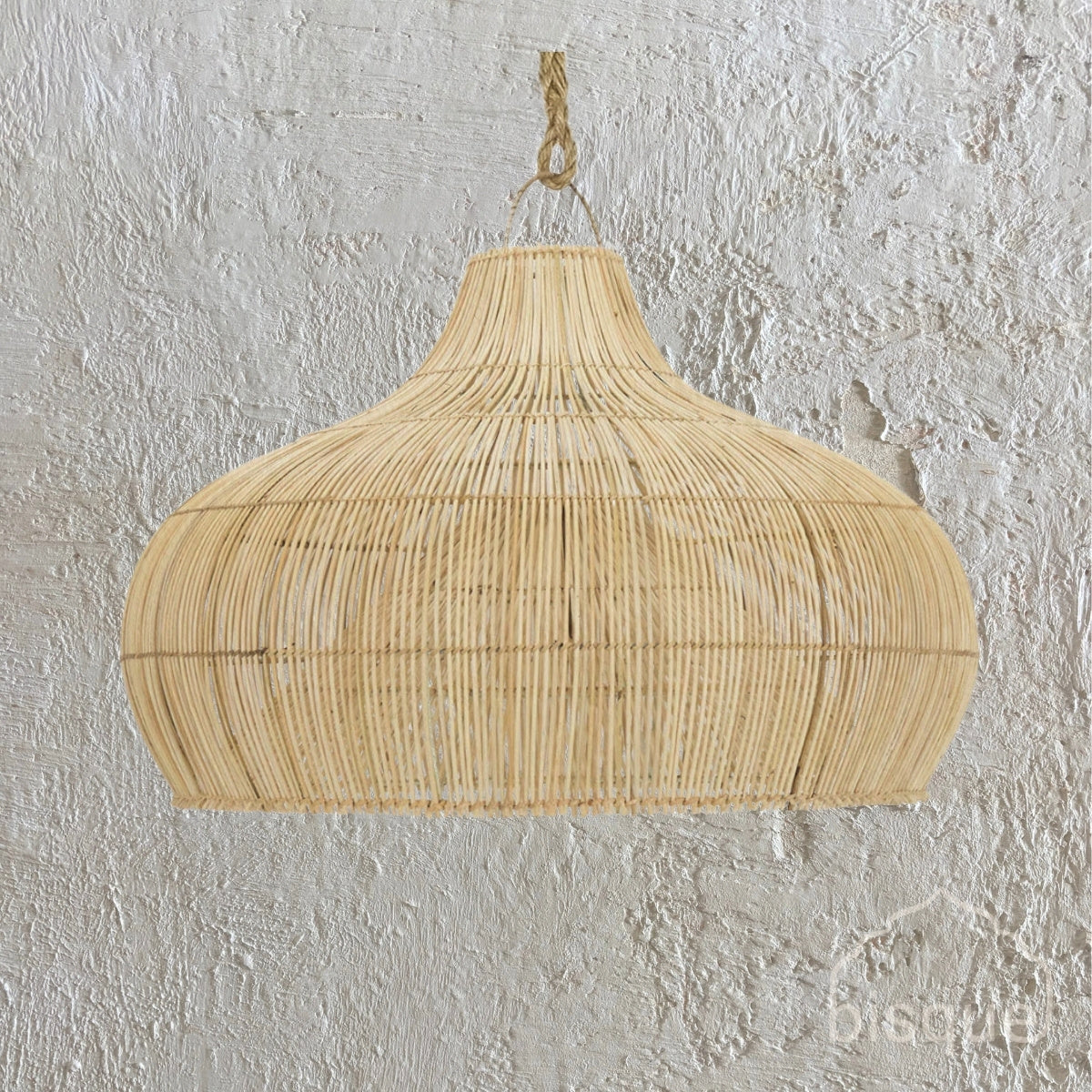 Fish Trap Rattan Wide Pendant, Natural