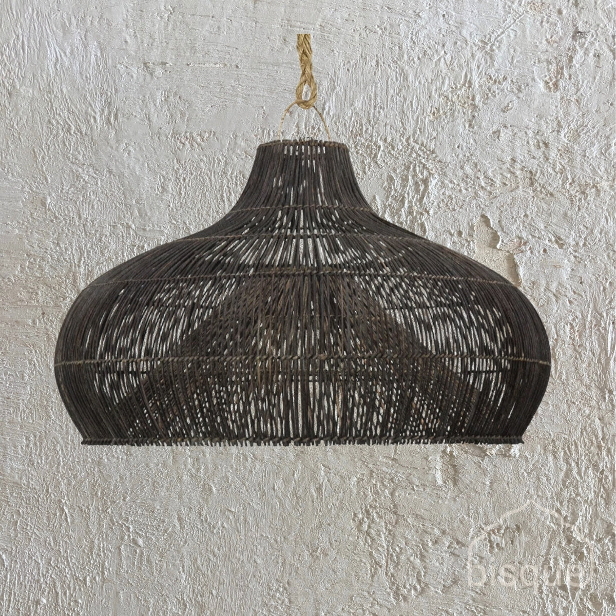 Pesci : Fish Trap Rattan Wide Pendant, Black